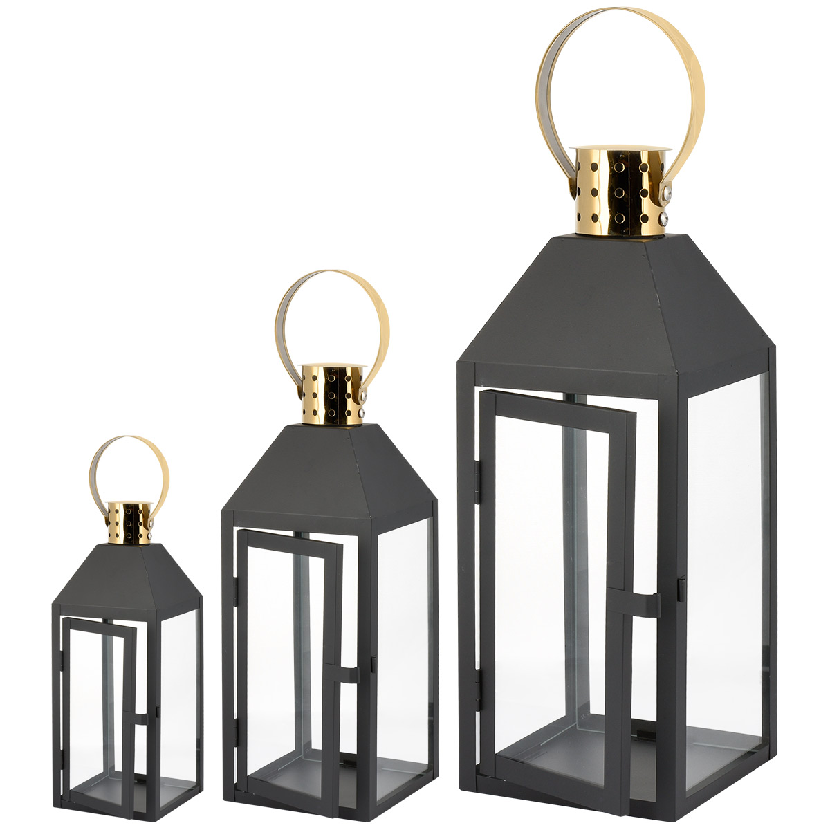Zestaw trzech czarnych lampionów F34